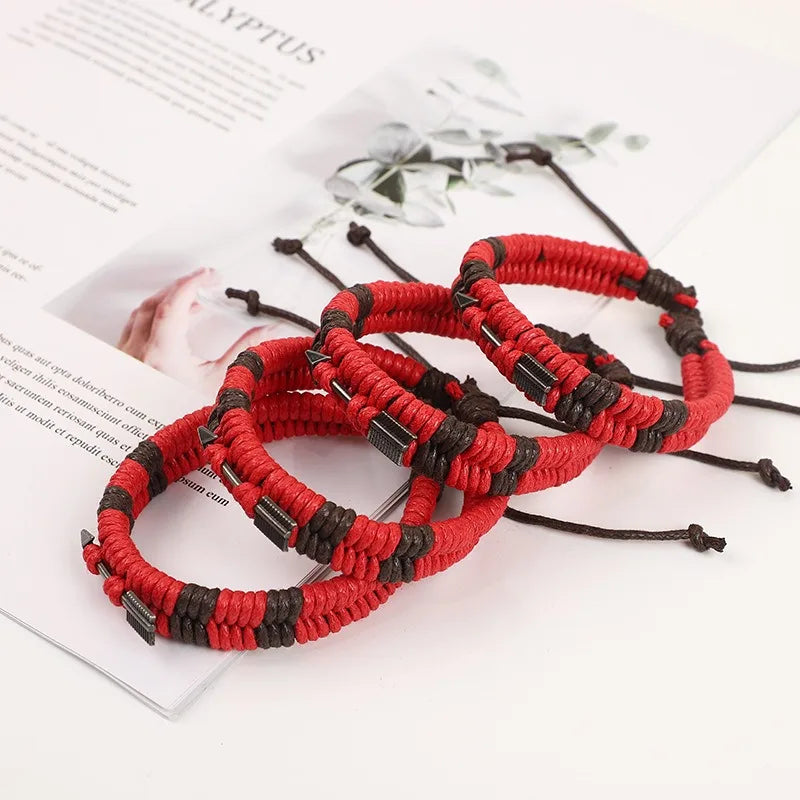 Hand-Woven Bow & Arrow Couple Bracelet – Red Rope Charm Charm Bracelet PLUSH
