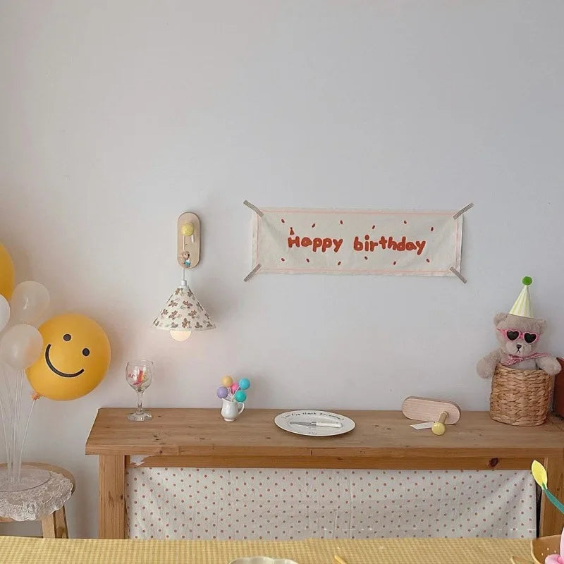 Kids Happy Birthday Flag Banner 55x22cm – Party Photo Prop Party Flag Banner PLUSH