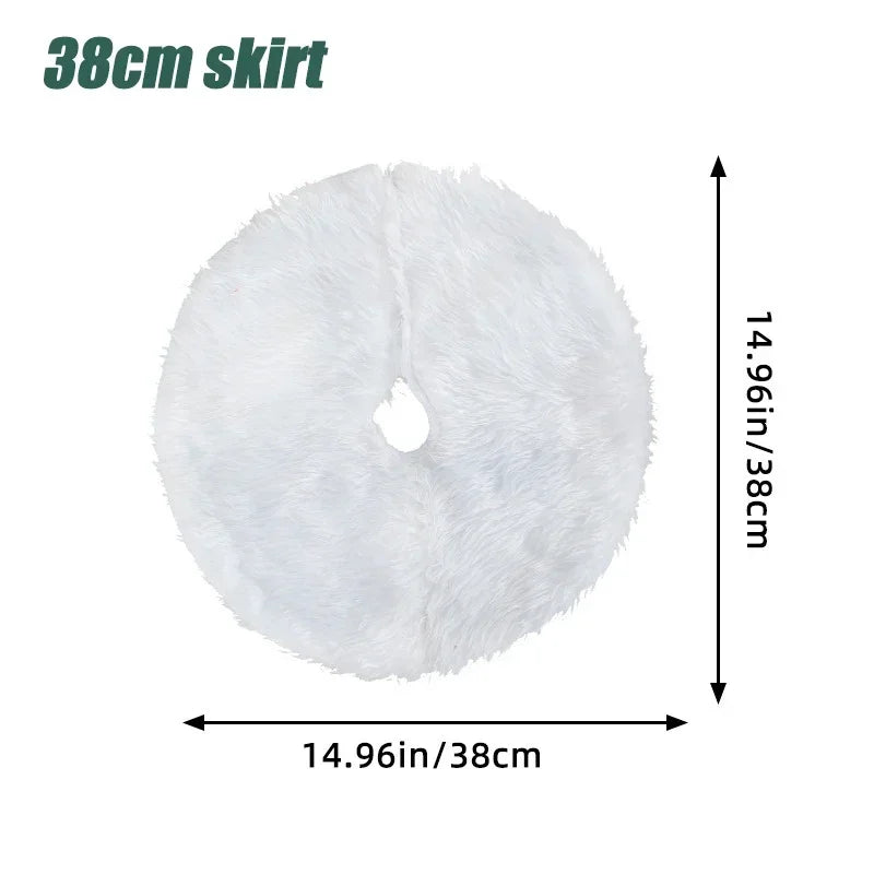 Mini Snow Flocked Artificial Christmas Tree with Fur Skirt Christmas Tree Decor PLUSH B 1PC