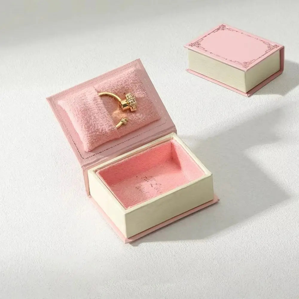 Book Shape Flip Lid Ring Box – Jewelry & Earring Display Case Jewelry Display Box PLUSH
