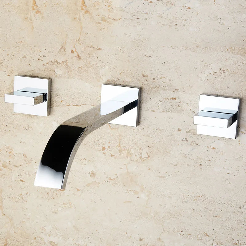Wall Mounted Dual Handle Basin Faucet – Chrome Brass ELT01 Bathroom Basin Faucet PLUSH Chrome G1/2