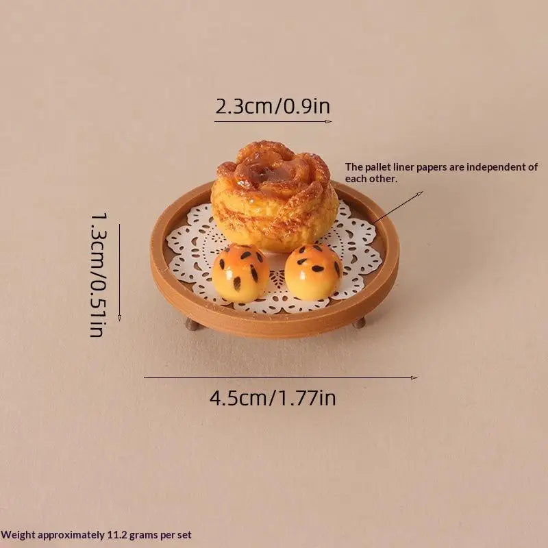 Miniature Coffee & Pastry Set – 1:12 Dollhouse Diorama Decor Dollhouse Accessory Set PLUSH A14