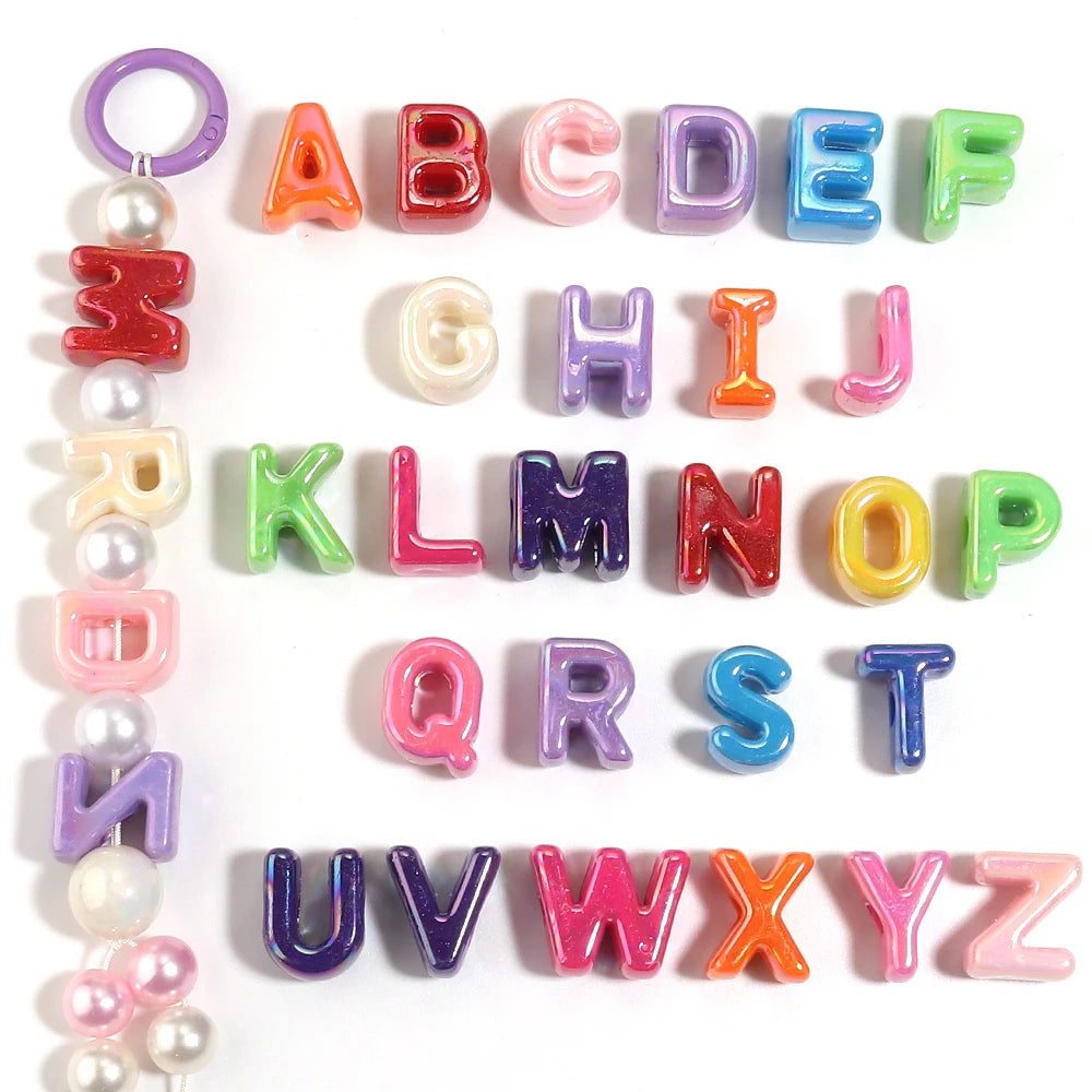 AB Iridescent Alphabet Acrylic Beads – DIY Jewelry Making Alphabet Acrylic Beads PLUSH