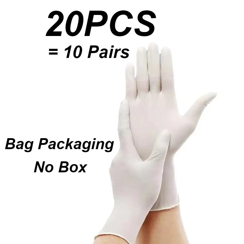 White Nitrile Disposable Gloves 10–100pcs | Food Safe Disposable Nitrile Gloves PLUSH 20PCS S