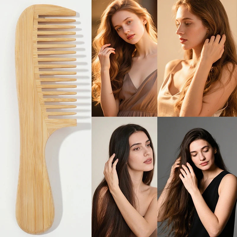 Natural Handmade Bamboo Comb – Antistatic Detangling Bamboo Hair Comb PLUSH