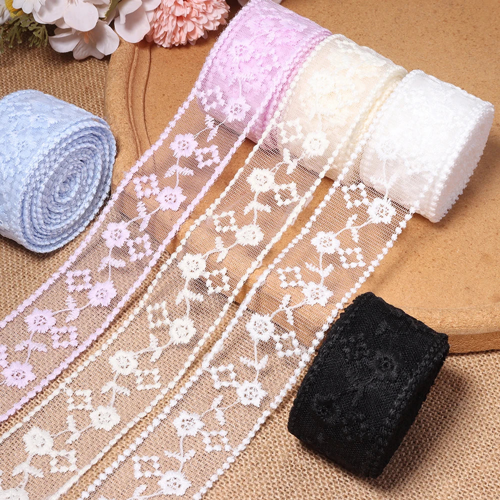 5 Yards Mesh Embroidery Lace Trim Ribbon 4cm – DIY Craft Lace Trim Ribbon PLUSH