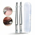 Stainless Steel Slant Tip Eyebrow Tweezers Set 2pcs with Box Eyebrow Tweezers Set PLUSH 2 pcs with box
