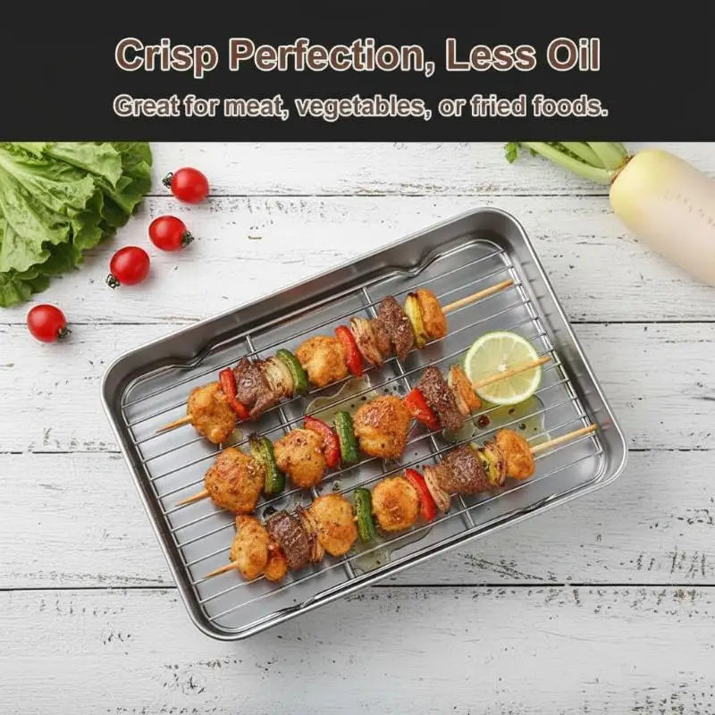 Stainless Steel Baking Tray & Cooling Rack Set | Oven Safe Baking Tray Set PLUSH