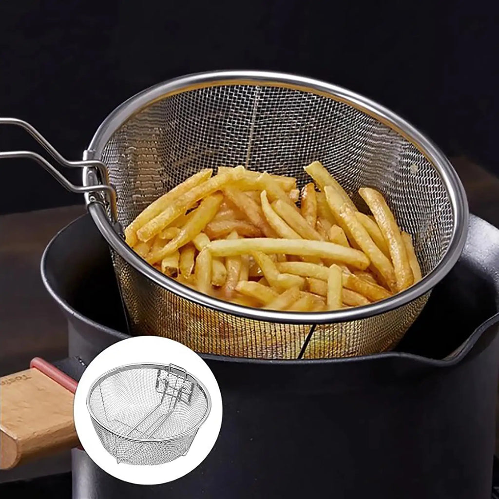 Stainless Steel Fry Basket with Detachable Handle – 2 Sizes Fry Basket PLUSH