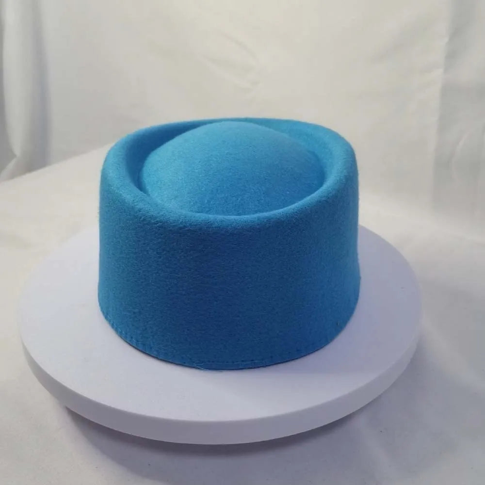 Vintage Pillbox Hat – French Stewardess Formal Hat for Women Pillbox Hat PLUSH Lake Blue