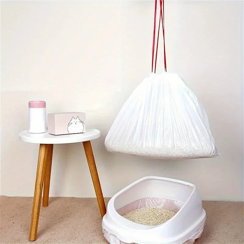 Drawstring Cat Litter Box Liners – Disposable Waste Bags Cat Litter Liners PLUSH