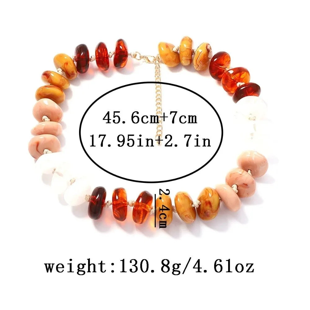 Resin Disc Bead Choker – Boho Dopamine Statement Necklace Beaded Choker Necklace PLUSH