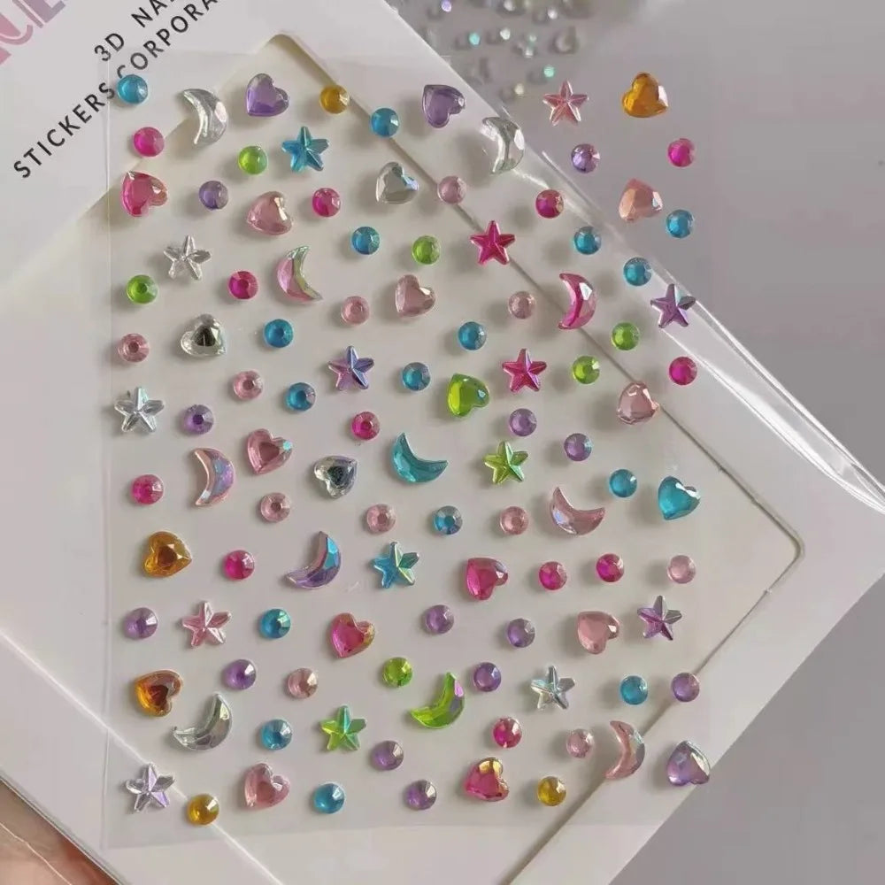 Star Moon Face & Nail Gem Stickers – Self-Adhesive Body Decals Face & Nail Stickers PLUSH