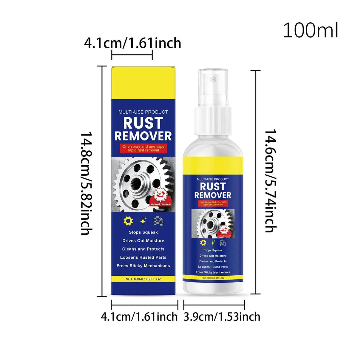 100ml Rust Remover Spray for Car Wheels & Metal Surfaces Rust Remover Spray PLUSH