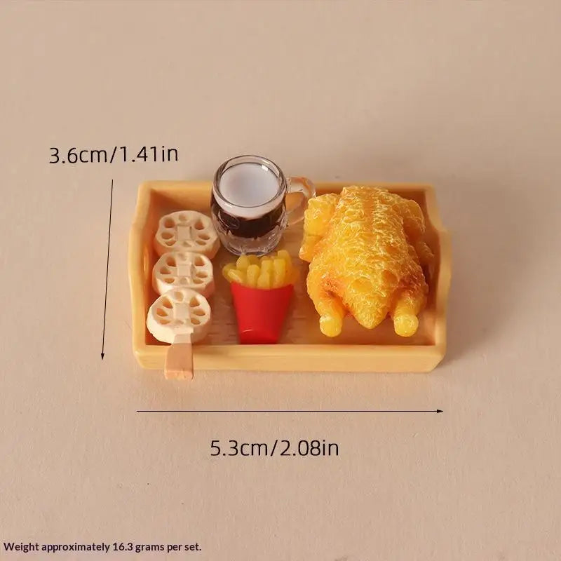 1:12 Miniature Fried Chicken & Beer Tray Dollhouse Kit Dollhouse Accessory Set PLUSH A4
