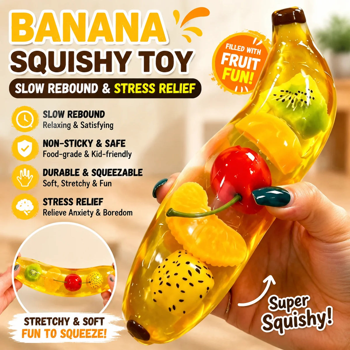 Slow Rebound Banana Squishy Fidget Toy for Kids & Adults Squishy Fidget Toy PLUSH