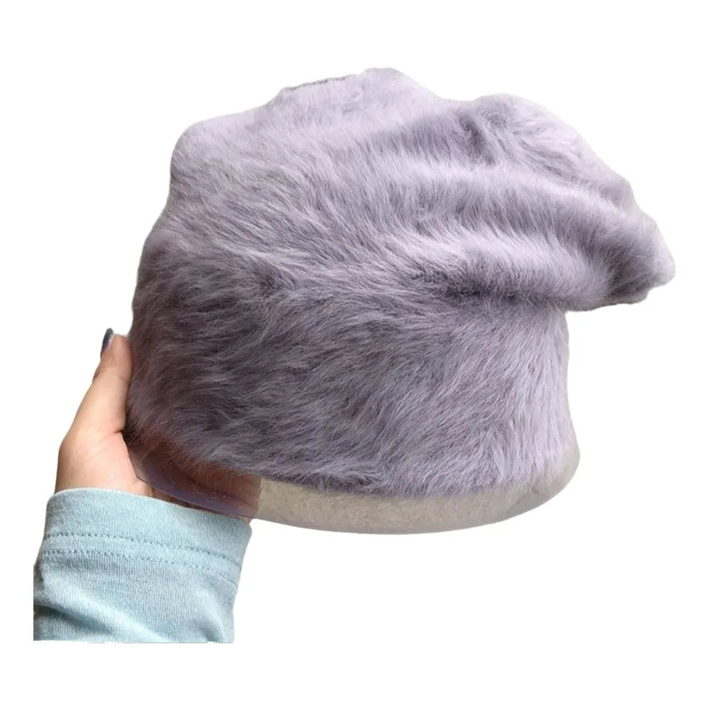 Women's Slouchy Knit Beanie Hat – Y2K Winter Thermal Skullcap Winter Knit Beanie PLUSH Dark Grey