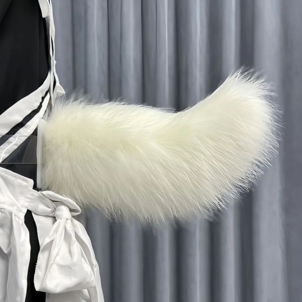 Electric Moving Cosplay Tail – Remote Control, USB Rechargeable Fur Cosplay Costume Tail PLUSH White Option 1