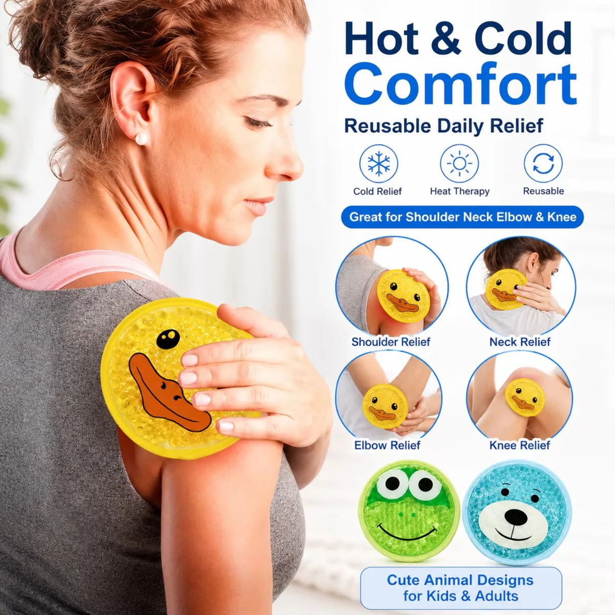 Reusable Gel Ice Packs – Flexible Hot & Cold Compress Hot Cold Gel Pack PLUSH