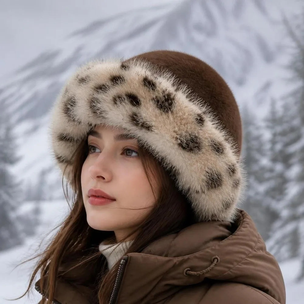 Windproof Faux Fur Bucket Hat – Warm Ear Cover Winter Cap Faux Fur Bucket Hat PLUSH