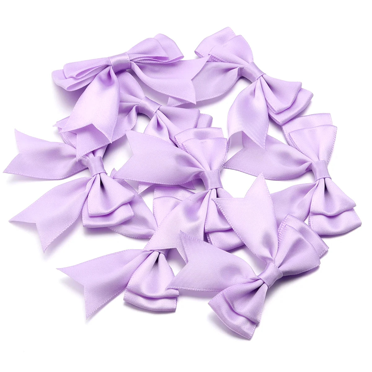 10pcs Satin Ribbon Bows – Colorful Double Layer DIY Bowknot Ribbon Bow Embellishment PLUSH Light Purple 6cmx7cm