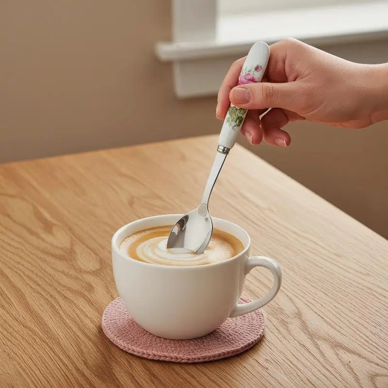 Stainless Steel Coffee Spoon with Ceramic Handle – 1pc Coffee Spoon PLUSH