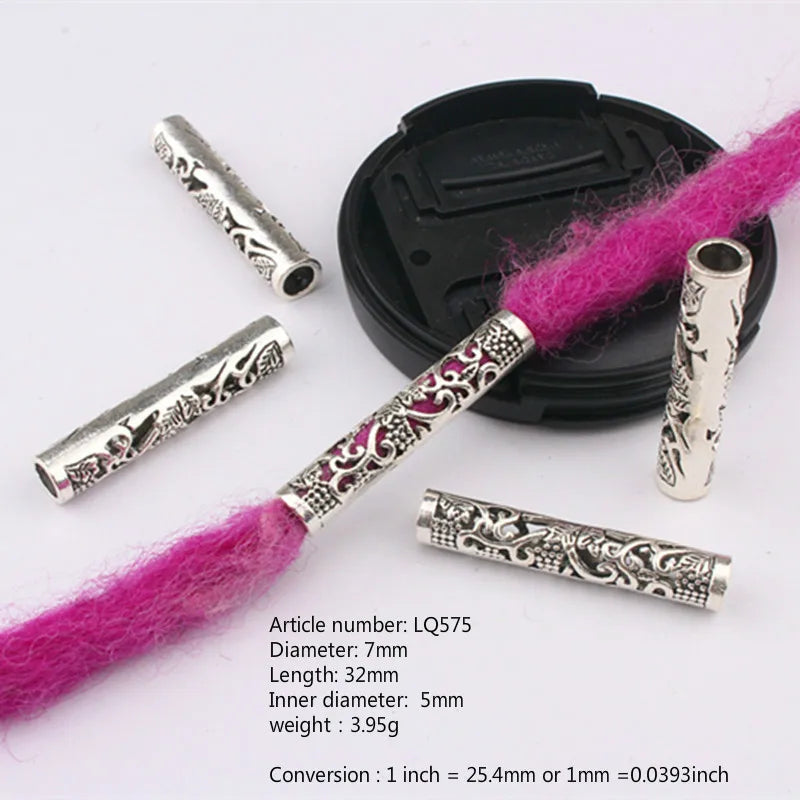 5pcs Metal Dreadlock Bead Cuffs Hair Braid Rings 3D Charms Dreadlock Hair Beads PLUSH 5pcs NO.35