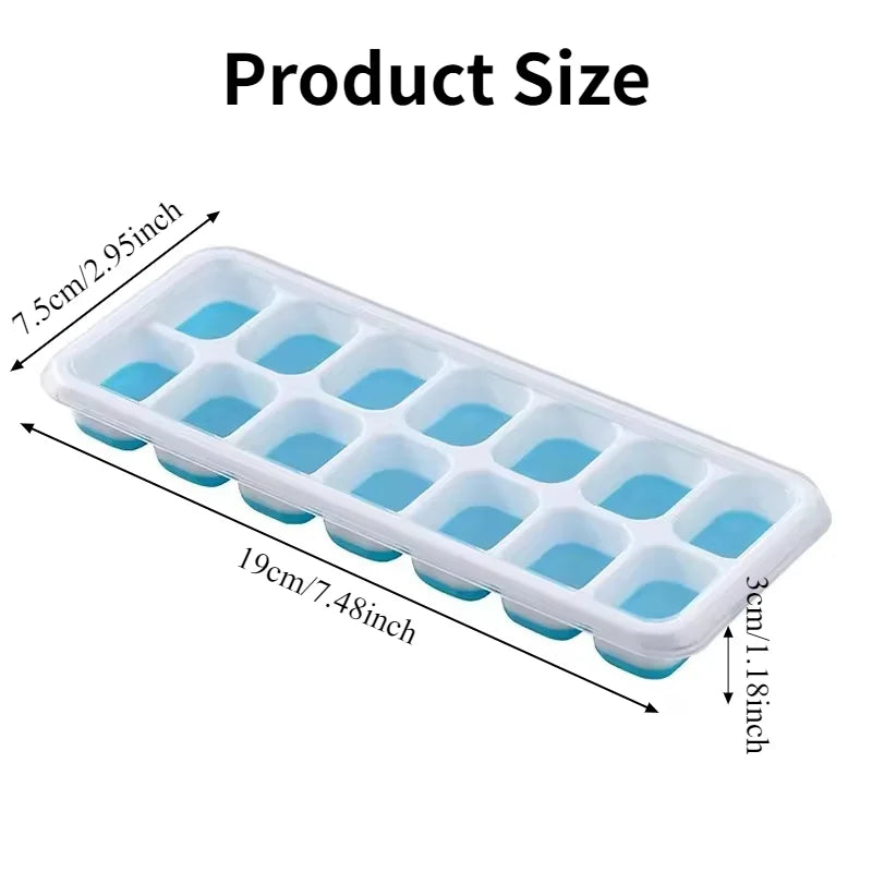 Silicone Ice Cube Tray with Lid – 14 Square Easy Release Mold Ice Cube Tray PLUSH