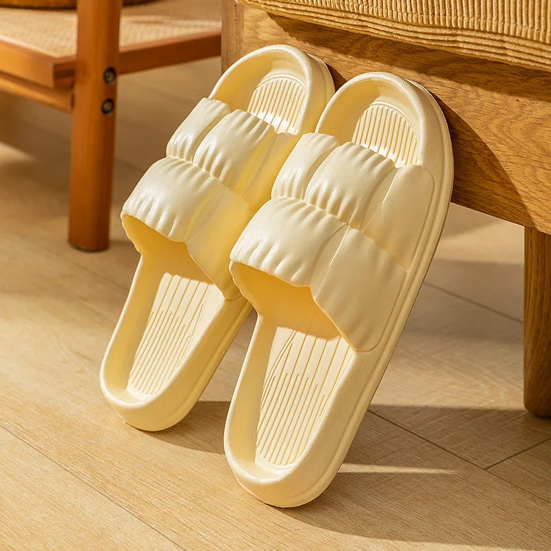 Women's Cloud Slippers Thick Platform EVA Flip Flops Unisex Platform Flip Flops PLUSH yellow 40-41