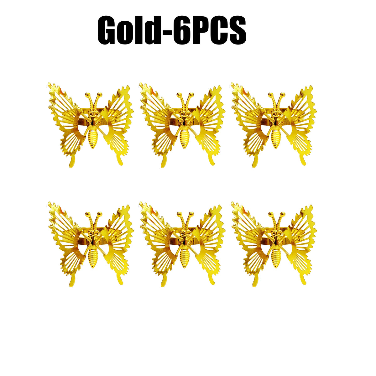 Butterfly Napkin Rings – Wedding & Party Table Decor Napkin Rings PLUSH Gold 6PCS