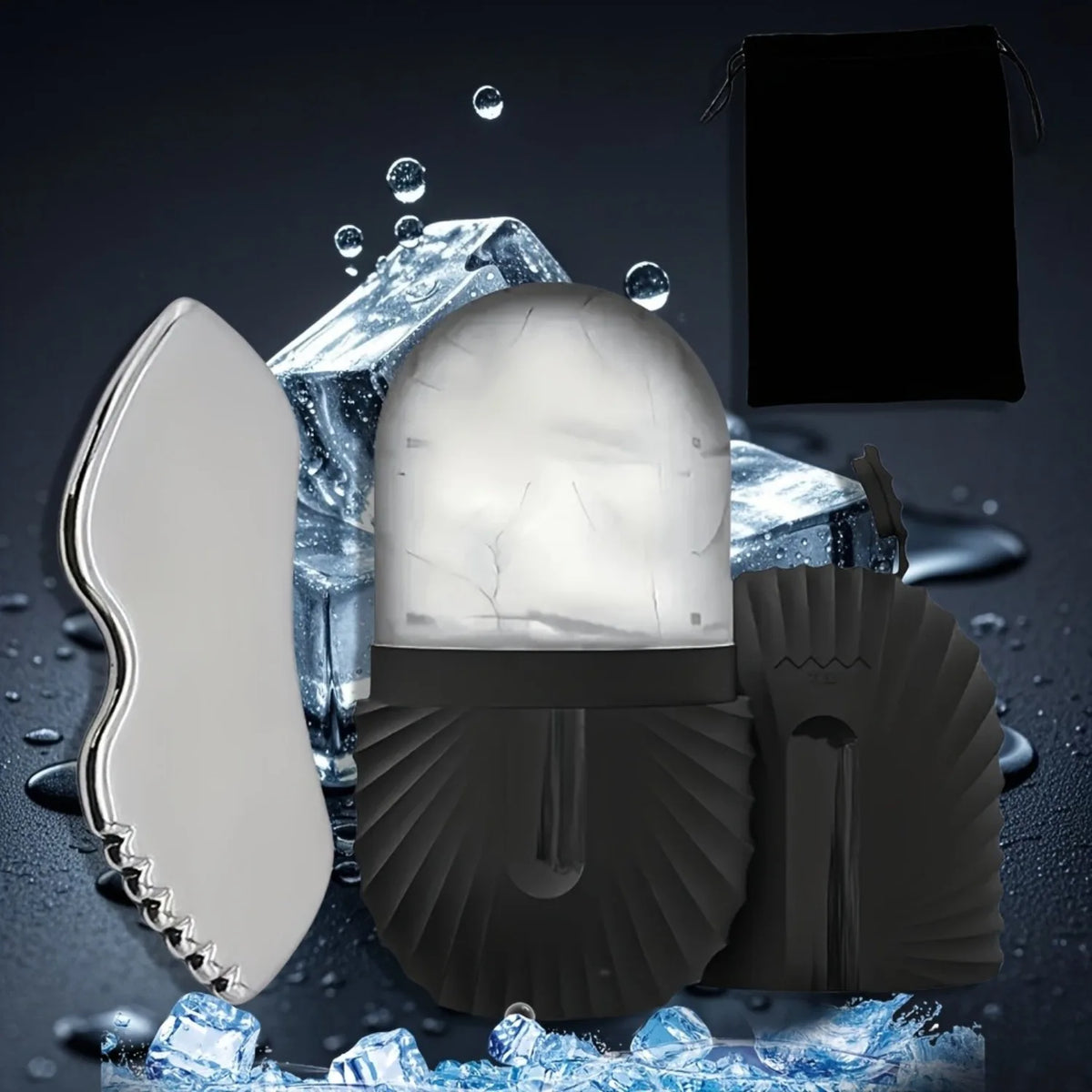 Silicone Face Ice Roller & Gua Sha Massage Tool Set Facial Massage Tool PLUSH