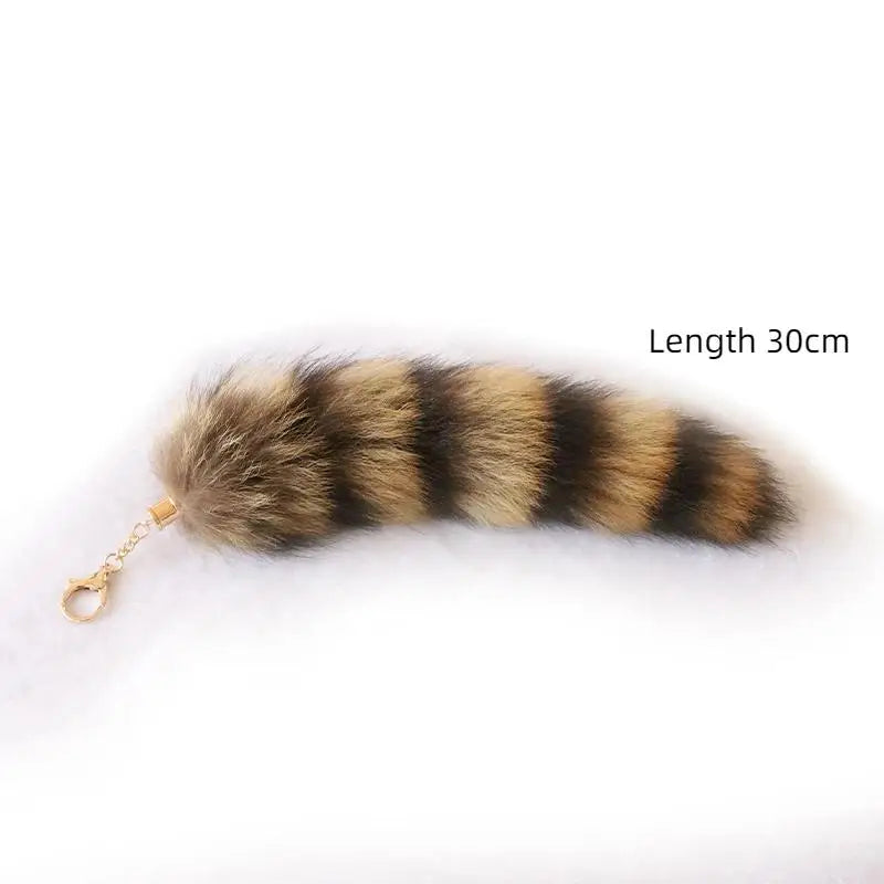 Plush Raccoon Tail Keychain – Fluffy Furry Pompom Bag Charm Plush Keychain Charm PLUSH 30cm