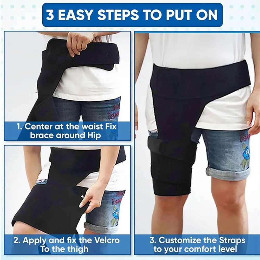 Breathable Adjustable Groin & Hip Support Brace – Thigh Strap Hip Support Brace PLUSH