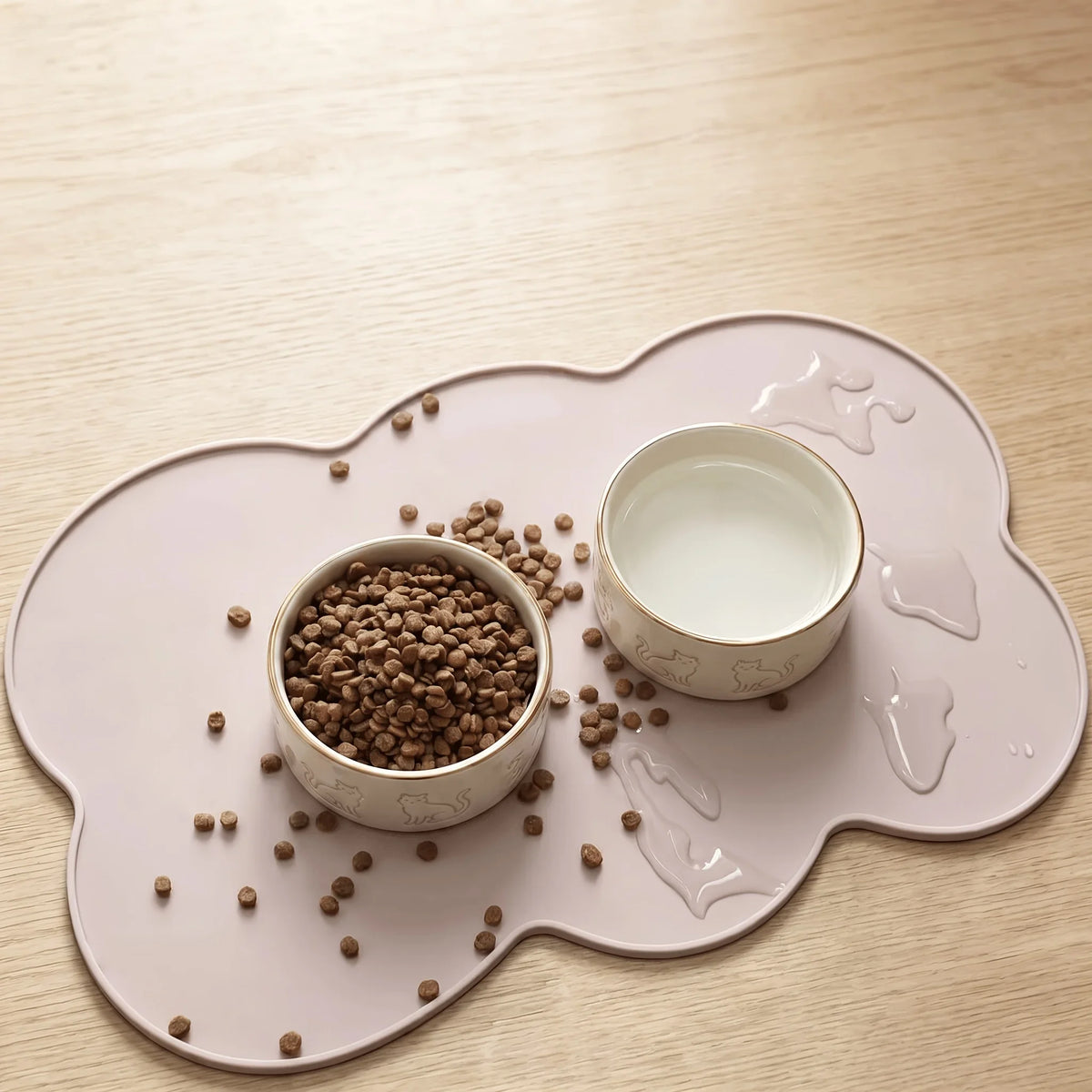 Silicone Pet Feeding Mat for Cats & Dogs – Waterproof Bowl Mat Pet Feeding Mat PLUSH Gray 110cm