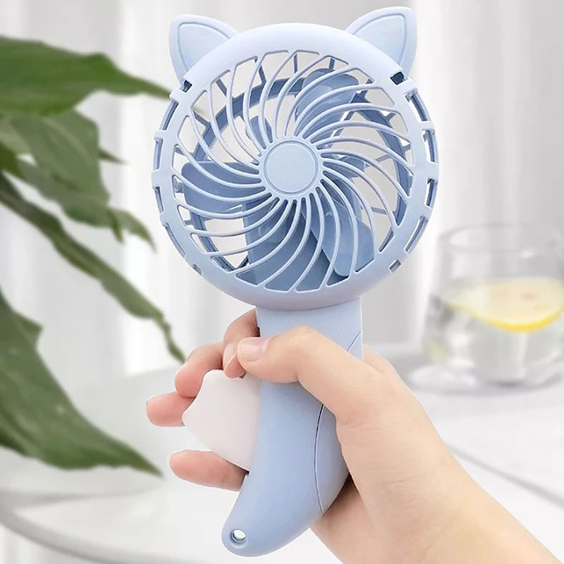 Portable Hand Pressure Mini Fan – No Battery Cartoon Handheld Handheld Mini Fan PLUSH