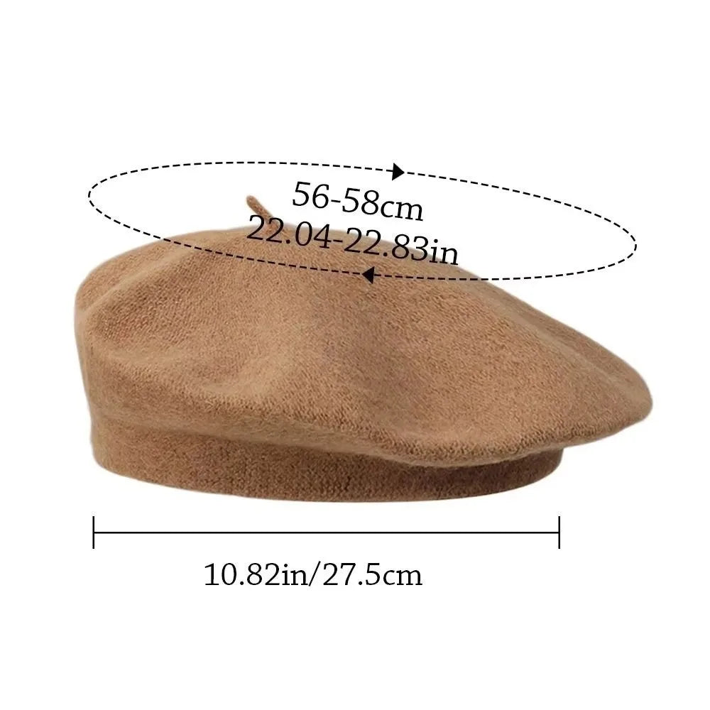 Knitted Beret Hat – Korean Y2K Solid Color Painter Cap Knitted Beret Hat PLUSH