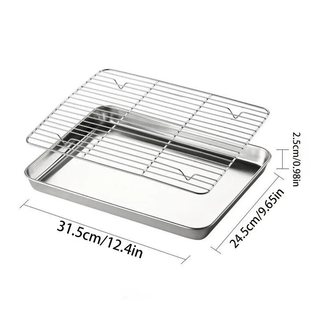Stainless Steel Baking Tray with Removable Cooling Rack Set Baking Pan Set PLUSH L