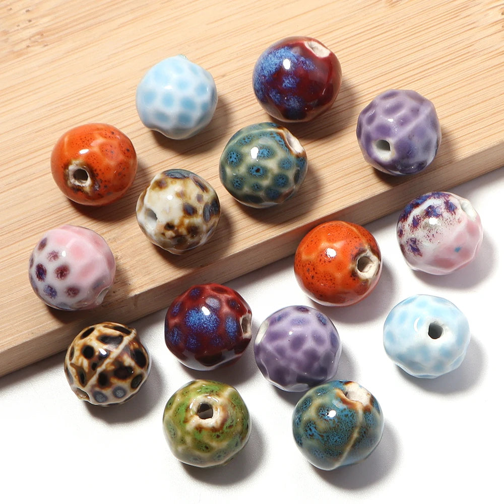 5pcs Ceramic Polka Dot Porcelain Spacer Beads – DIY Jewelry Ceramic Spacer Beads PLUSH