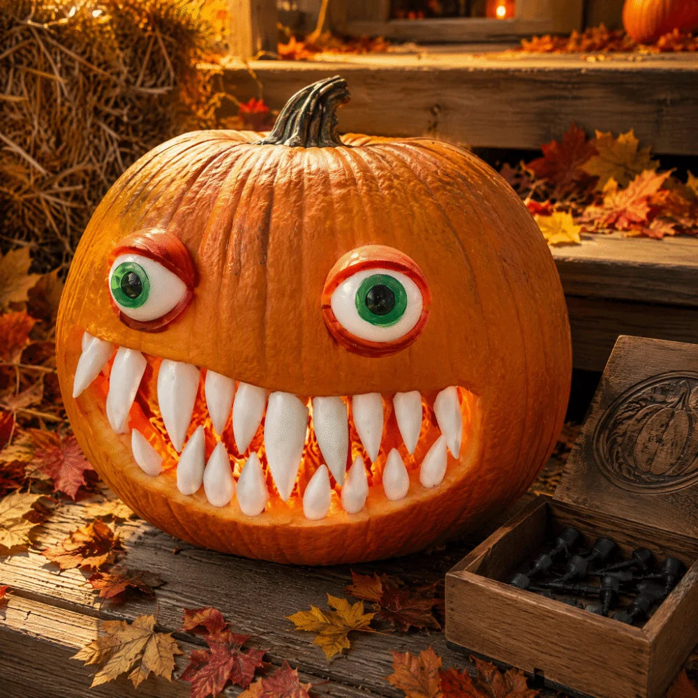 3D Printed Pumpkin Teeth Set | Jack O Lantern Carving Kit Halloween Pumpkin Decor PLUSH