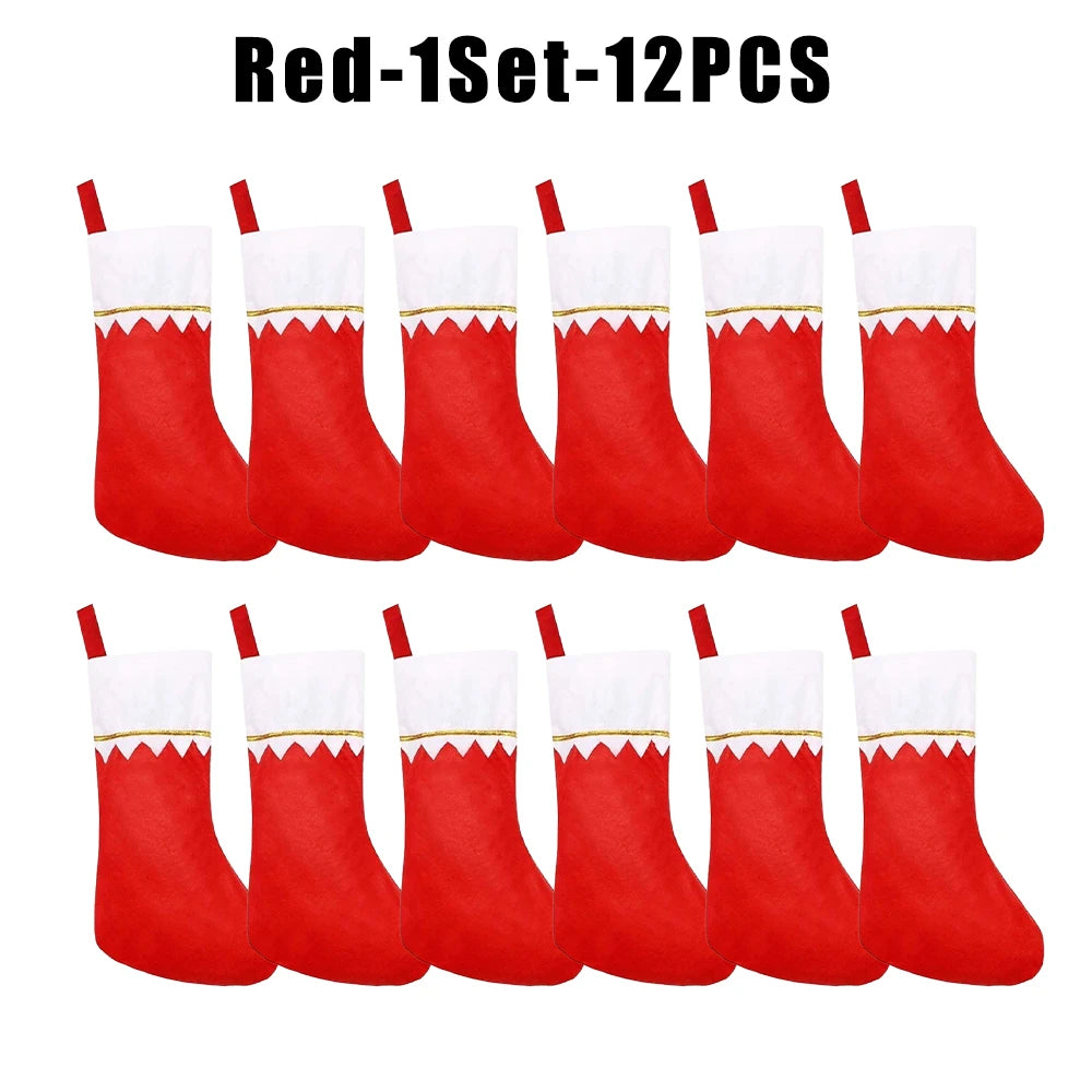 Red Plaid Christmas Stockings Set – Rustic Fireplace Décor Christmas Stockings Set PLUSH 16x36x23cm as show 1