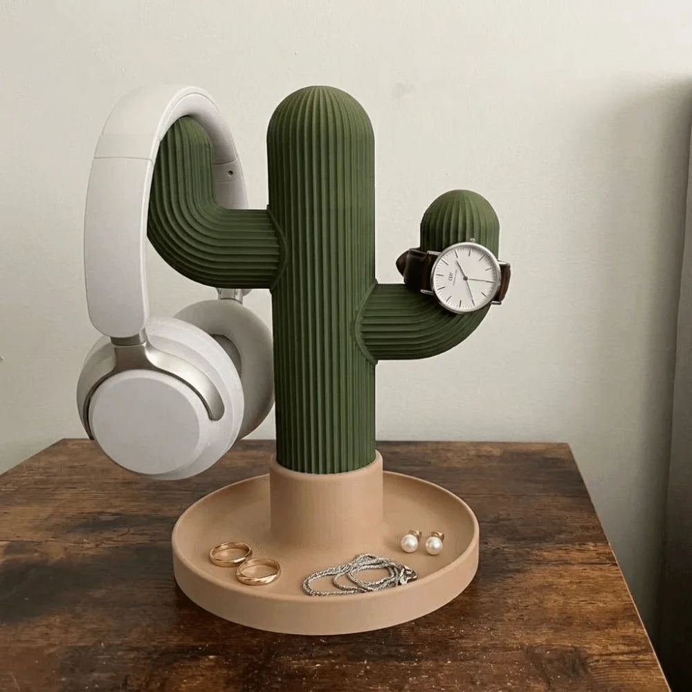 Cactus Headphone Stand & Desk Organizer | 3D Printed Decor Desk Organizer Stand PLUSH
