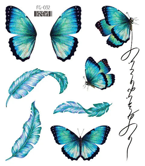 Purple Fairy Butterfly Glitter Temporary Tattoo Stickers