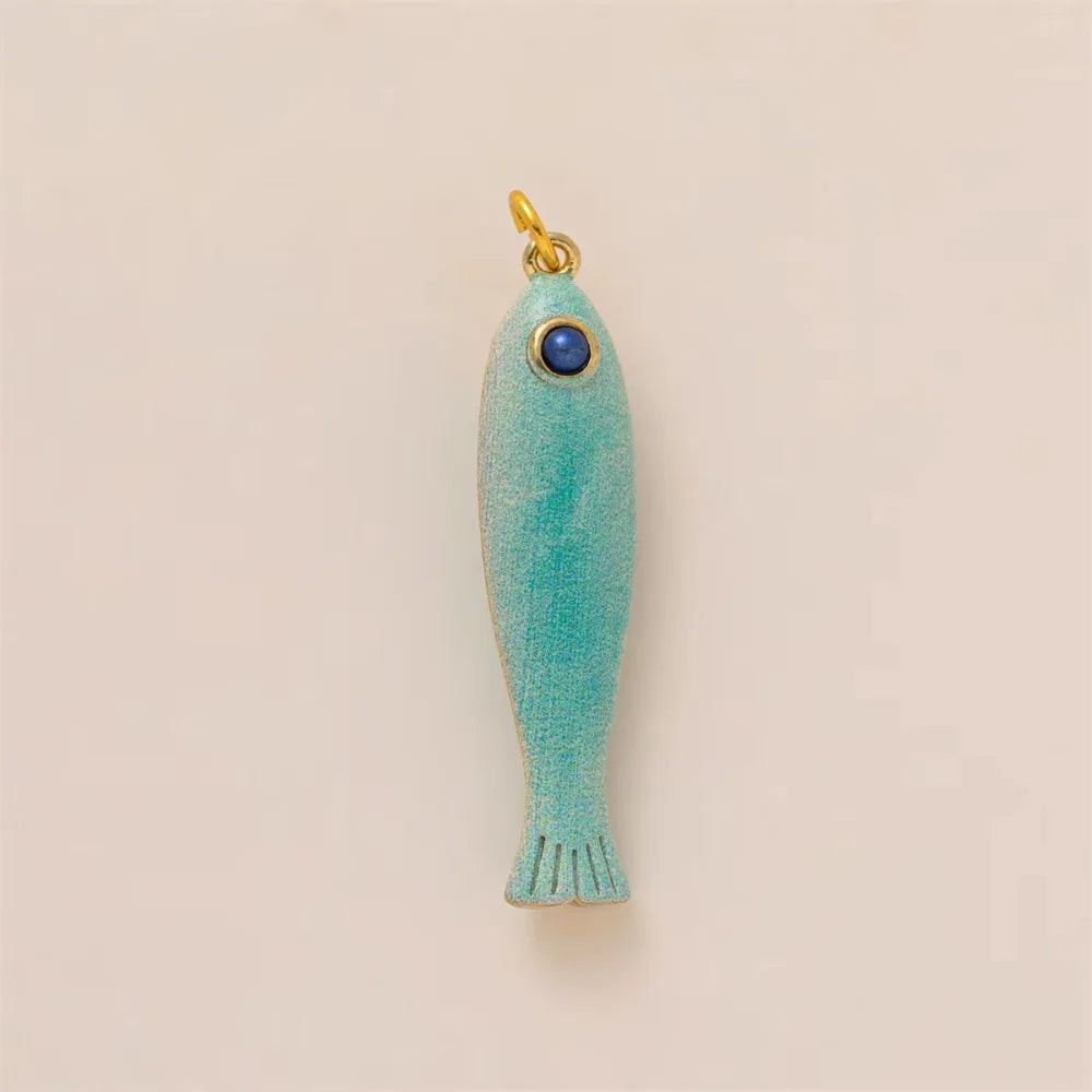 Colorful Fish Charm Pendant – Copper 14K Gold Plated DIY Jewelry DIY Jewelry Charm PLUSH blue