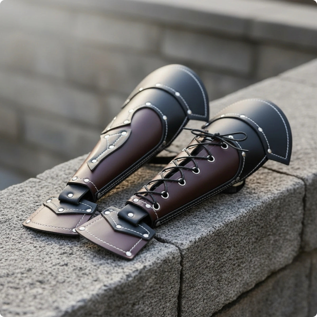 Faux Leather Forearm Bracers – Medieval Cosplay Costume Armor Cosplay Arm Bracers PLUSH Coffee