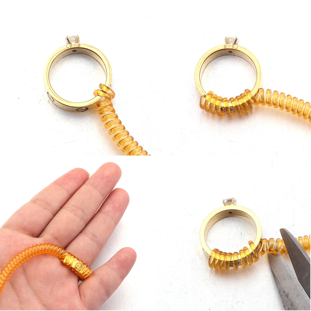 10pcs Plastic Spiral Ring Size Adjuster – Transparent & Gold Ring Size Adjuster PLUSH