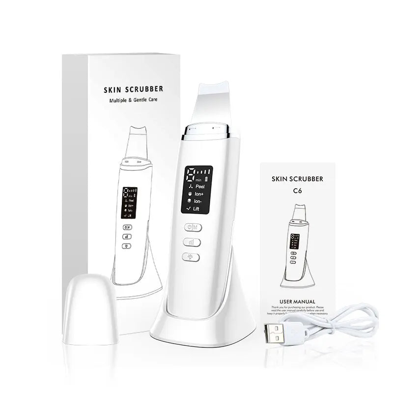 Ultrasonic Skin Scrubber Spatula – Facial Lifting & Deep Cleansing Facial Cleansing Device PLUSH green