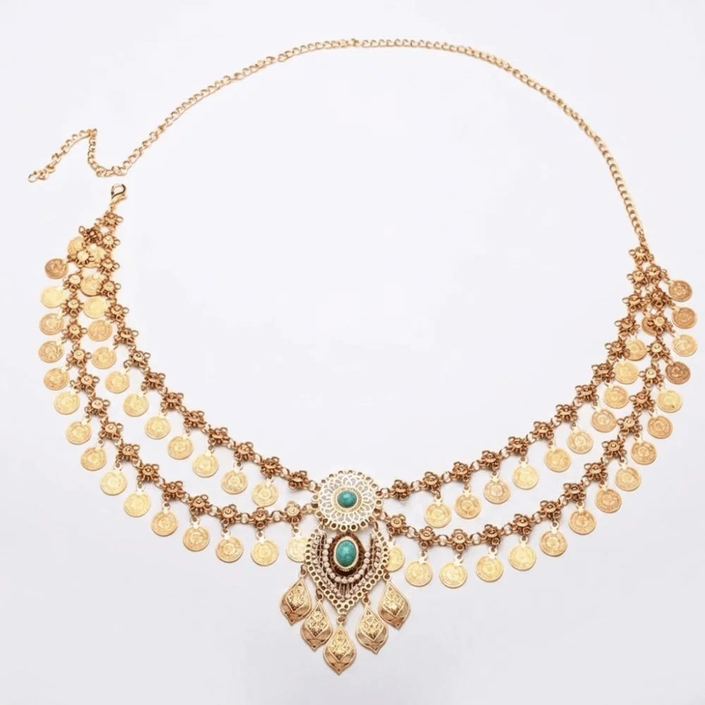 Double-Layer Gold Tassel Waist Chain – Belly Dance Body Jewelry Body Chain PLUSH