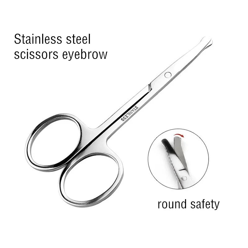 Stainless Steel Eyebrow & Nose Hair Safety Scissors Grooming Scissors PLUSH