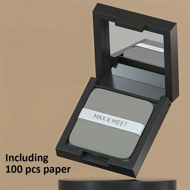 Oil Blotting Sheets with Mirror Case & Makeup Puff – 100/200pcs Oil Blotting Sheets PLUSH 100pcs with mirror