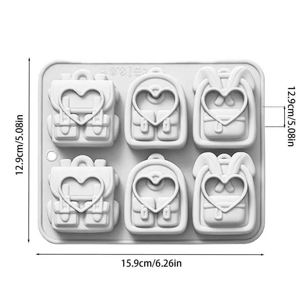 6-Cavity Backpack Silicone Mold – Candy, Chocolate & Ice Silicone Baking Mold PLUSH Gray